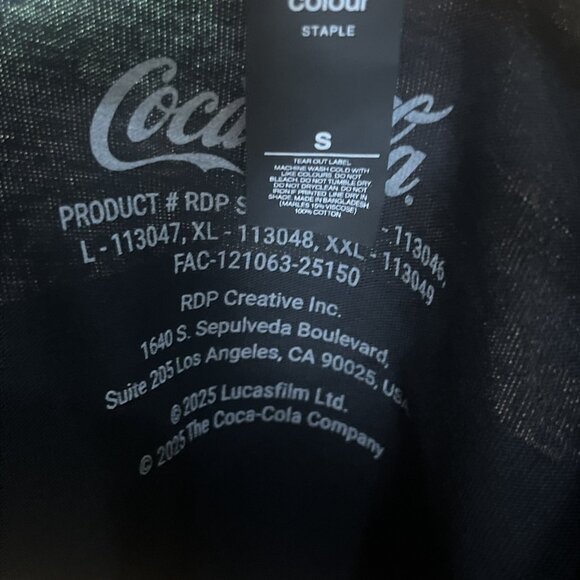Nwot Star Wars Coca Cola Small T-shirt *EXCLUSIVE PRESS EVENT MERCH* Black 2025 - Picture 9 of 9